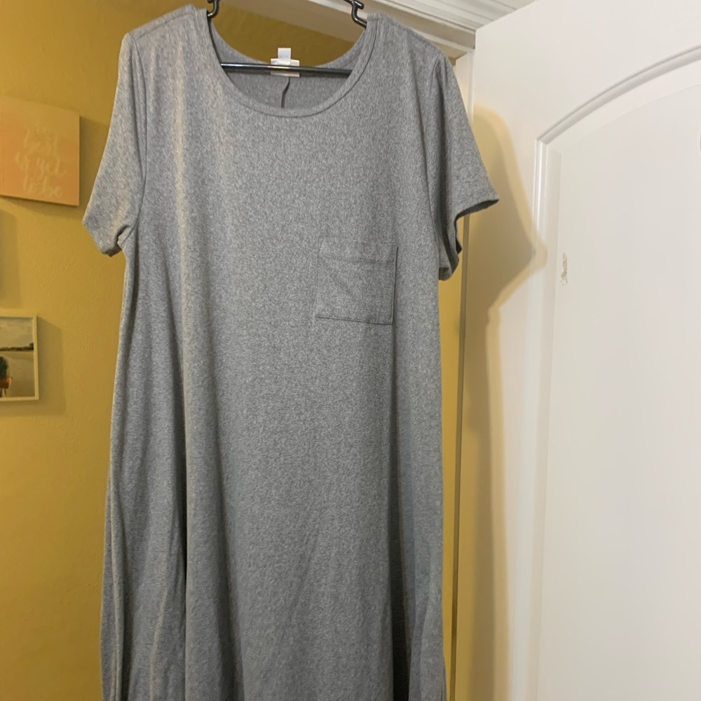 Lularoe Solid Gray Carly Dress Size XL